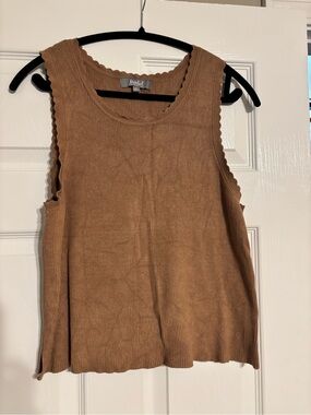 Marled Ribbed Tank Top in Camel